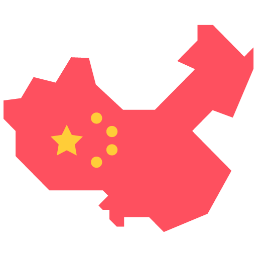 mapa rojo de china con amarillo
